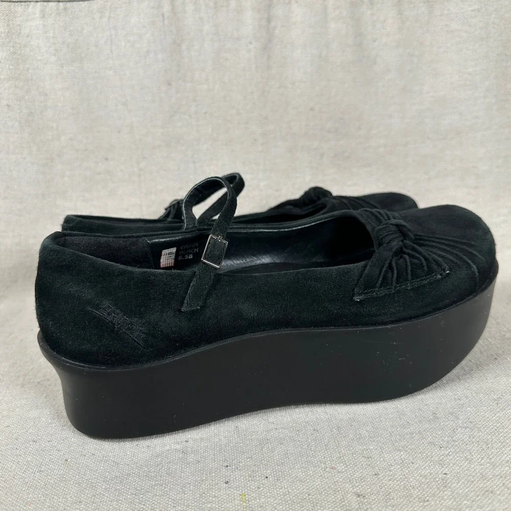 Earth Erika Black Suede Platform‎ Mary Jane Shoes 8.5 Chunky Goth Y2K 90s grunge